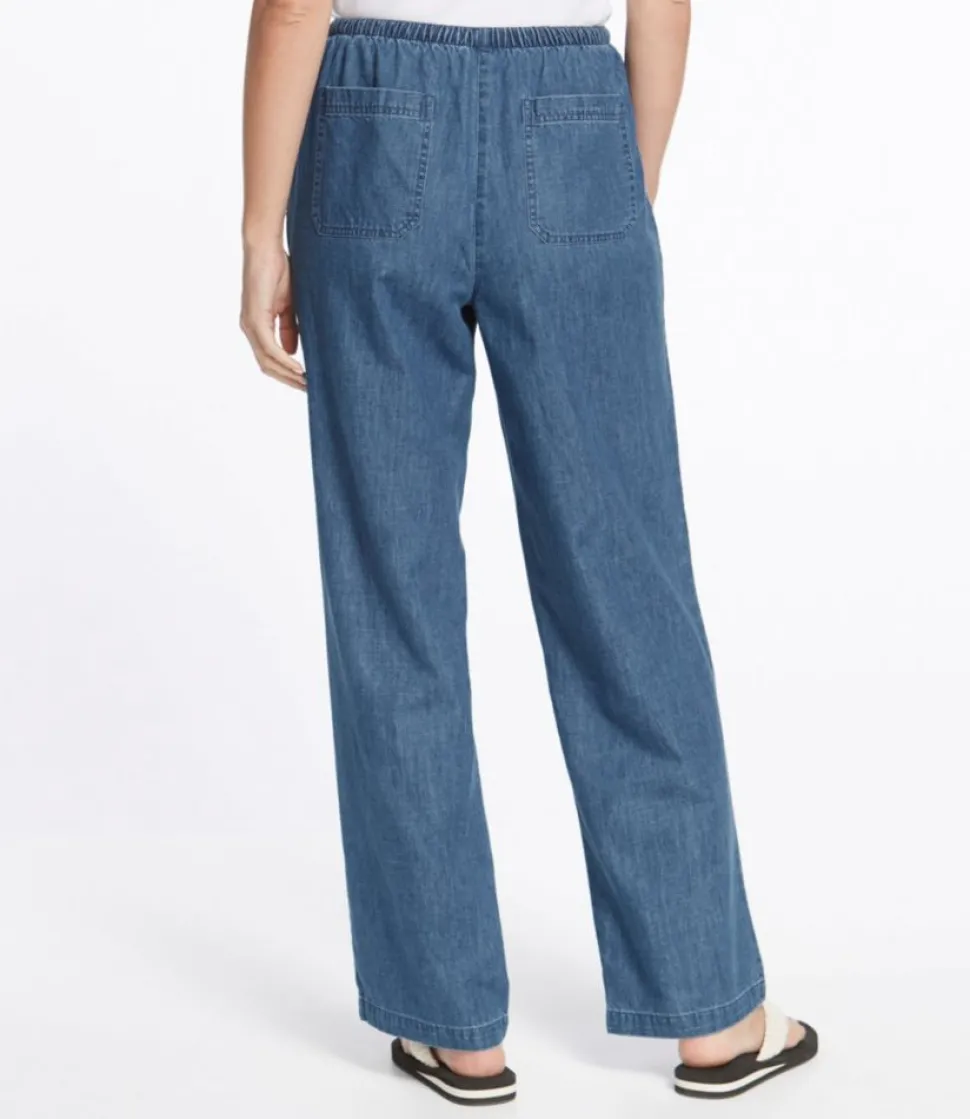 Cheap L.L.Bean "Women's Sunwashed Denim Pants, Straight-Leg" Stonewashed