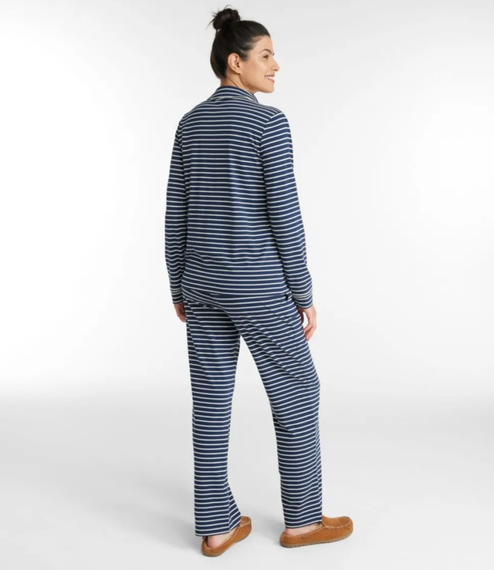 Outlet L.L.Bean "Women's Super-Soft Shrink-Free Button Front Pajama Set, Stripe"