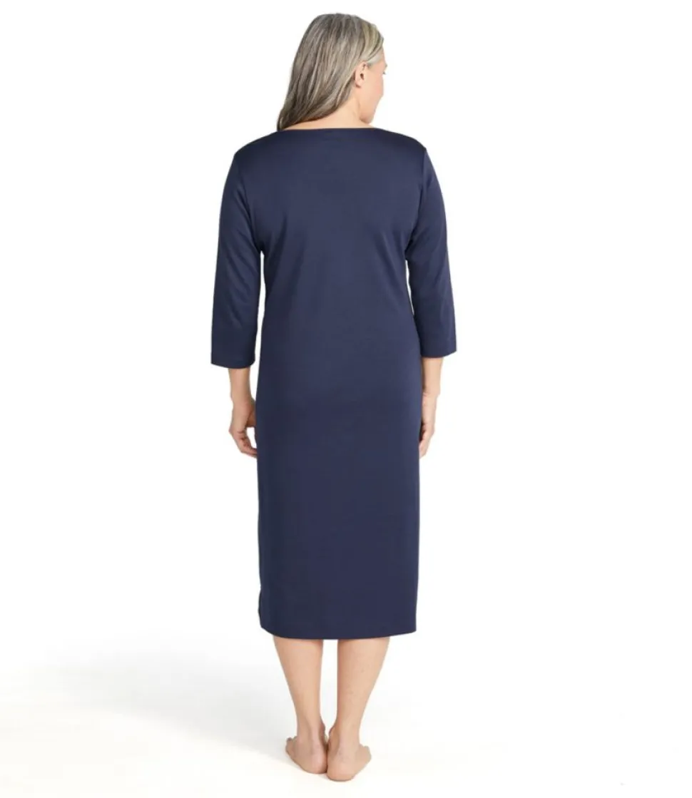 Hot L.L.Bean "Women's Supima Cotton Nightgown, V-Neck Three-Quarter-Sleeve"