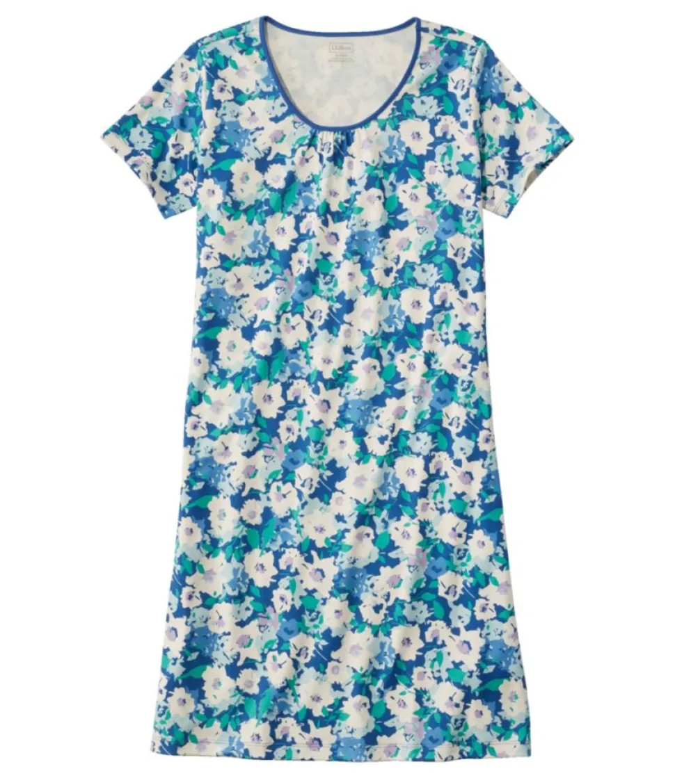 Cheap L.L.Bean "Women's Supima Nightgown, Short-Sleeve Floral"