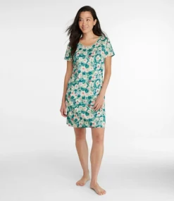 Cheap L.L.Bean "Women's Supima Nightgown, Short-Sleeve Floral"