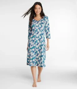 Shop L.L.Bean "Women's Supima Nightgown, V-Neck Three-Quarter-Sleeve, Print"