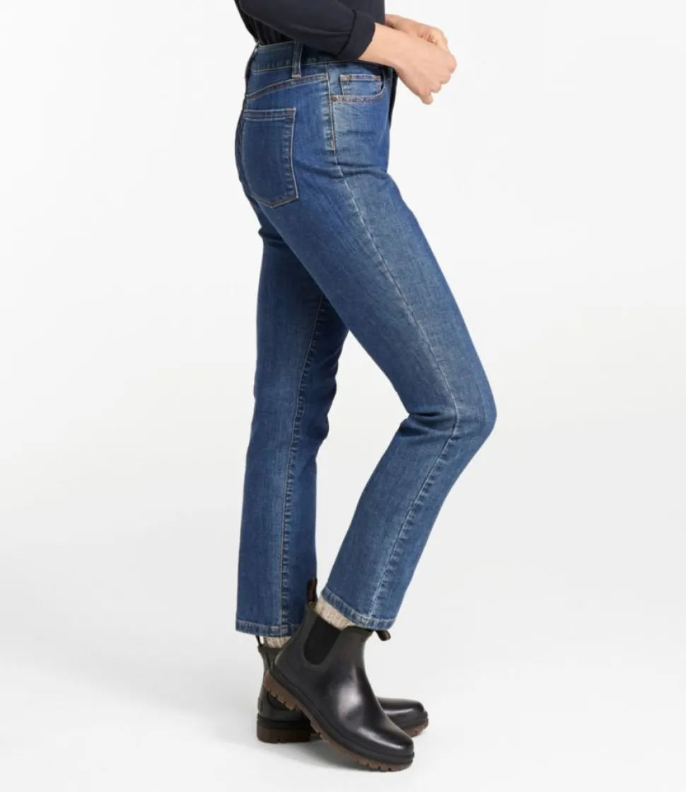 Fashion L.L.Bean "Women's True Shape Jeans, High-Rise Slim-Leg Ankle" Stonewashed