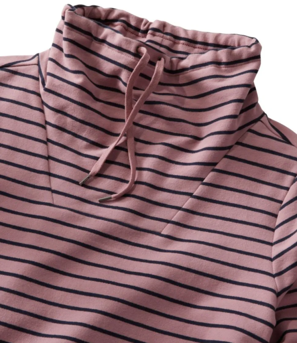 Clearance L.L.Bean "Women's Ultrasoft Sweats Funnelneck Pullover, Stripe" ClassicNavy/Cream