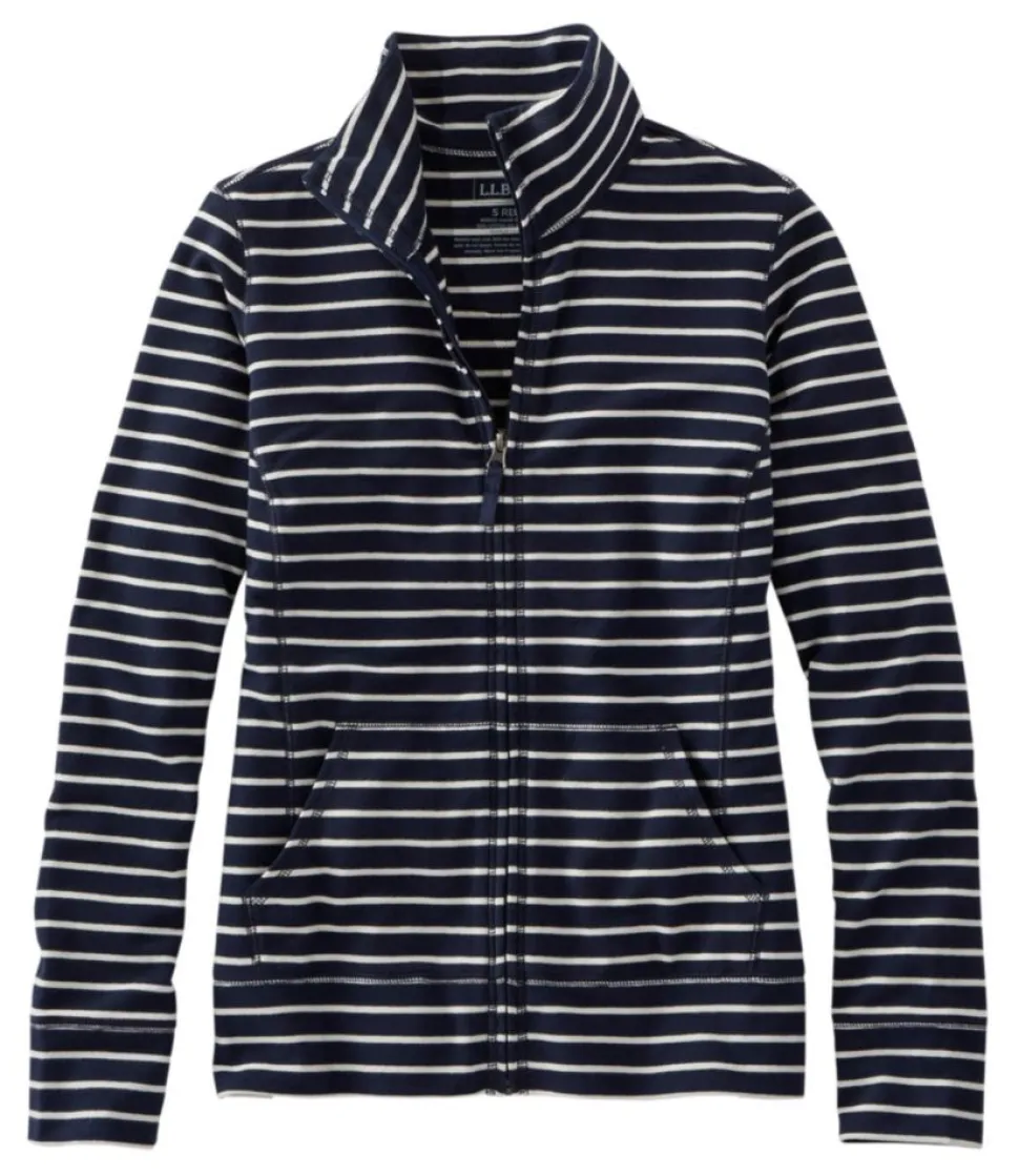 Flash Sale L.L.Bean "Women's Ultrasoft Sweats, Full-Zip Mock-Neck Jacket Stripe"
