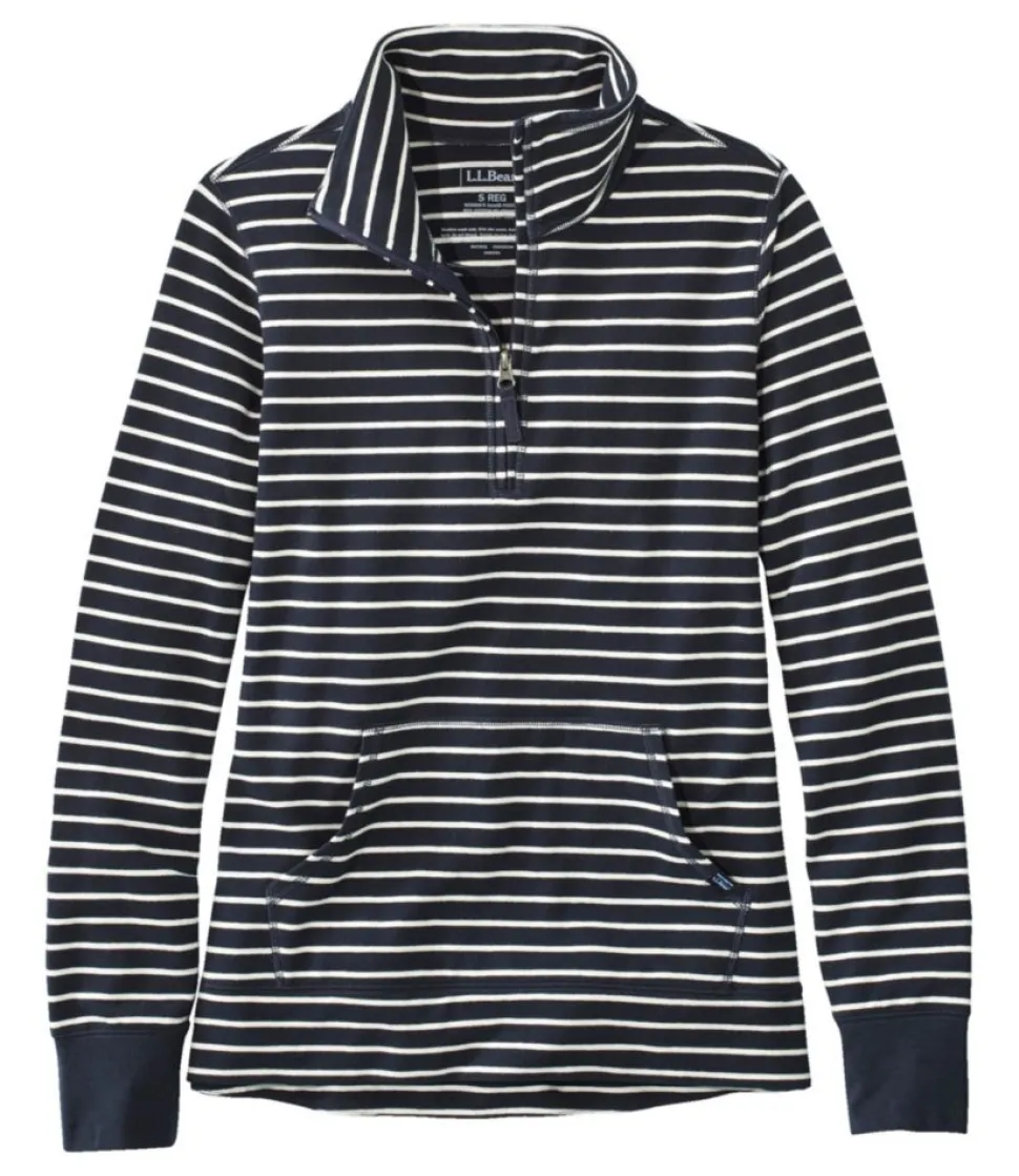 New L.L.Bean "Women's Ultrasoft Sweats, Quarter-Zip Pullover Stripe"