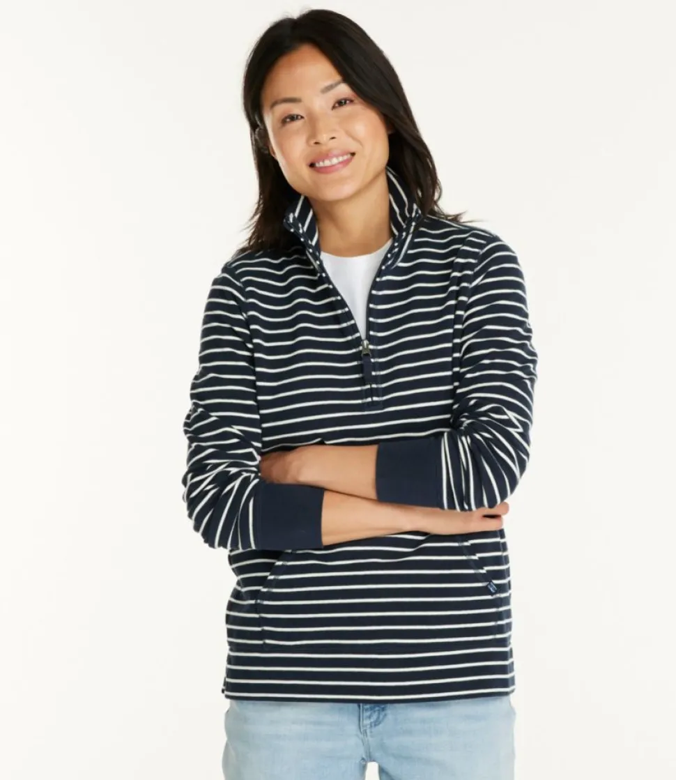 New L.L.Bean "Women's Ultrasoft Sweats, Quarter-Zip Pullover Stripe"