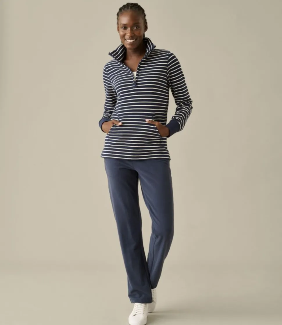 New L.L.Bean "Women's Ultrasoft Sweats, Quarter-Zip Pullover Stripe"