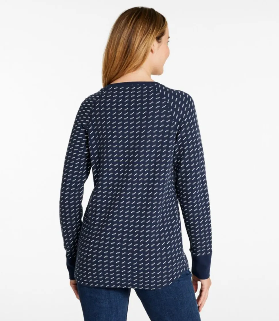 Store L.L.Bean "Women's Unshrinkable Mini-Waffle Tee, Long-Sleeve Crewneck Stripe"