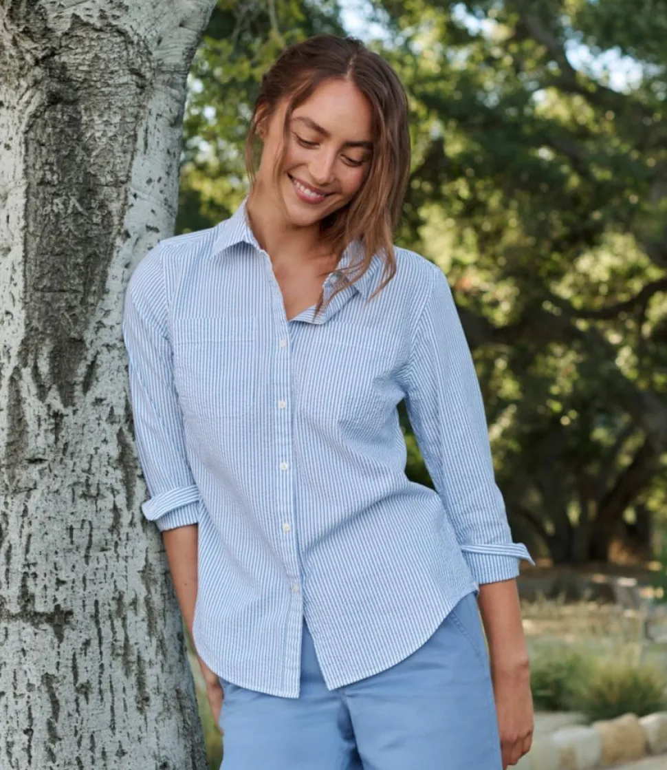 Flash Sale L.L.Bean "Women's Vacationland Seersucker Shirt, Long-Sleeve"