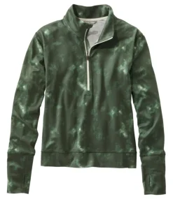 Cheap L.L.Bean "Women's VentureSoft Pullover, Quarter-Zip Print" SeaGreenCamo