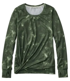 New L.L.Bean "Women's VentureSoft Twist-Front Top, Long-Sleeve Print" SeaGreenCamo