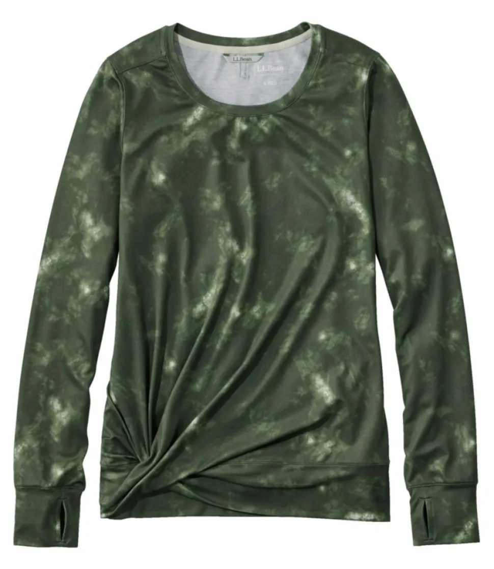 New L.L.Bean "Women's VentureSoft Twist-Front Top, Long-Sleeve Print" SeaGreenCamo