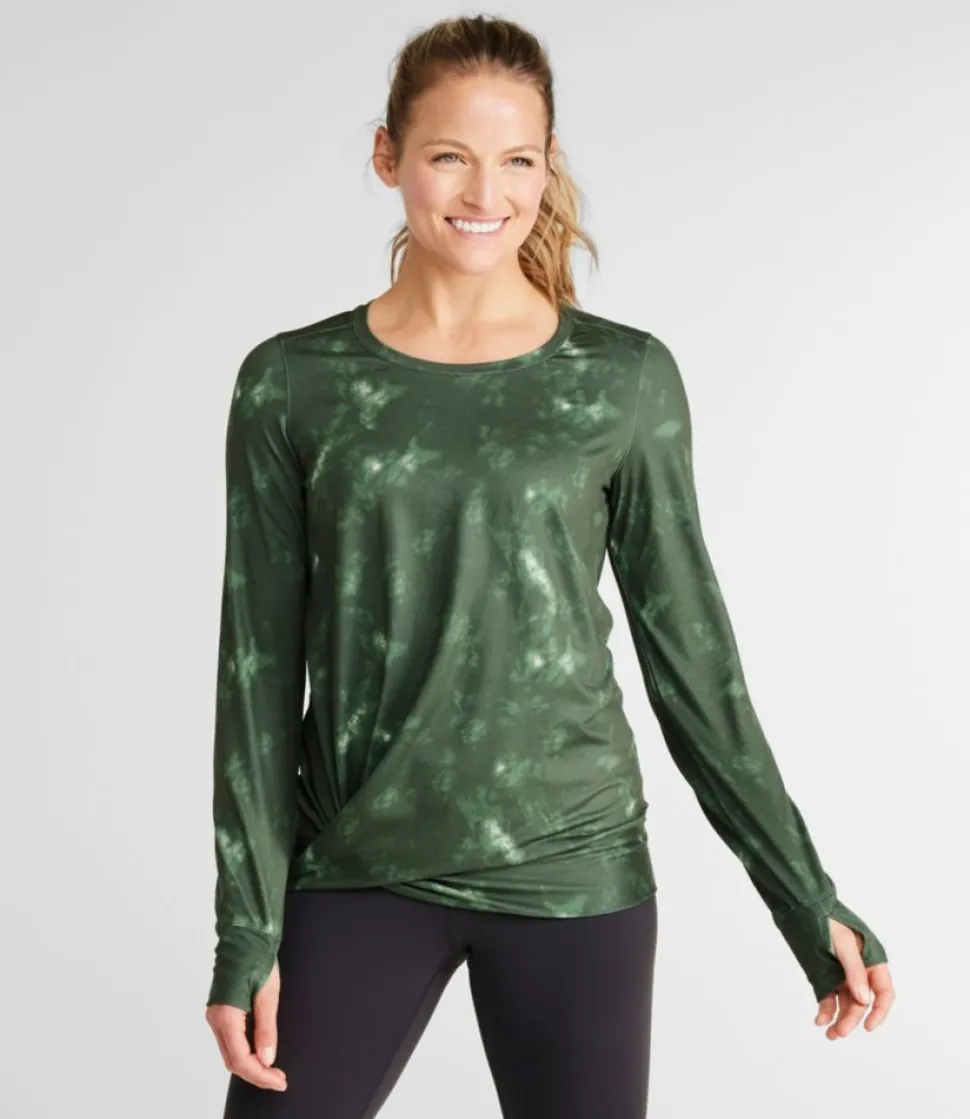 New L.L.Bean "Women's VentureSoft Twist-Front Top, Long-Sleeve Print" SeaGreenCamo