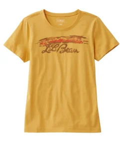Sale L.L.Bean "Women's Washed Cotton Tee, Short-Sleeve Crewneck Graphic"
