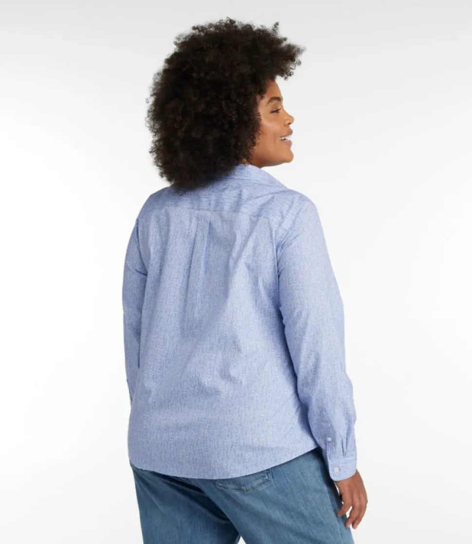 Store L.L.Bean "Women's Wrinkle-Free Pinpoint Oxford Shirt, Relaxed Fit Long-Sleeve Print"